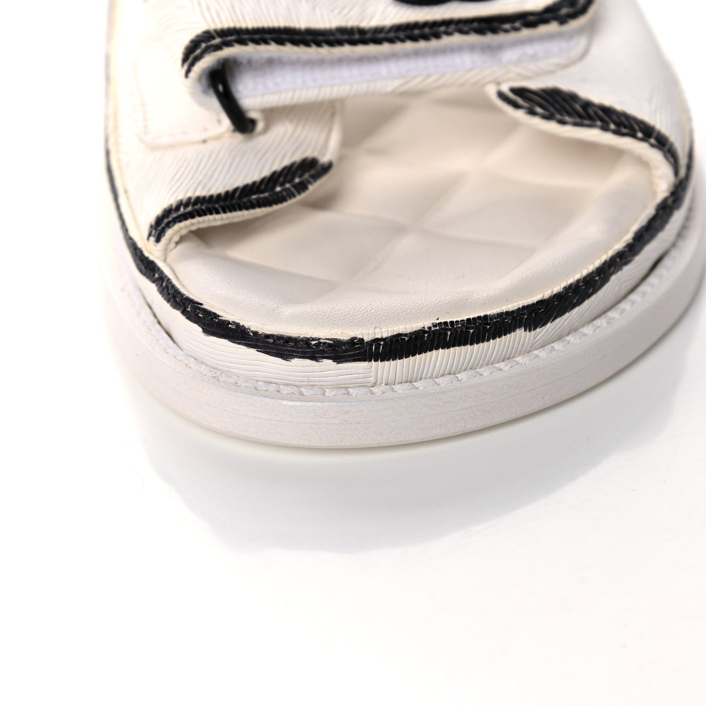 Printed Calfskin Velcro Dad Sandals 42 White Black