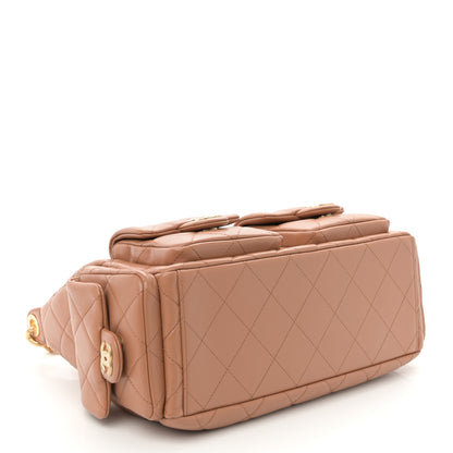 Chanel Shiny Lambskin Quilted Trendy Pockets Hobo Brown 4 of 10