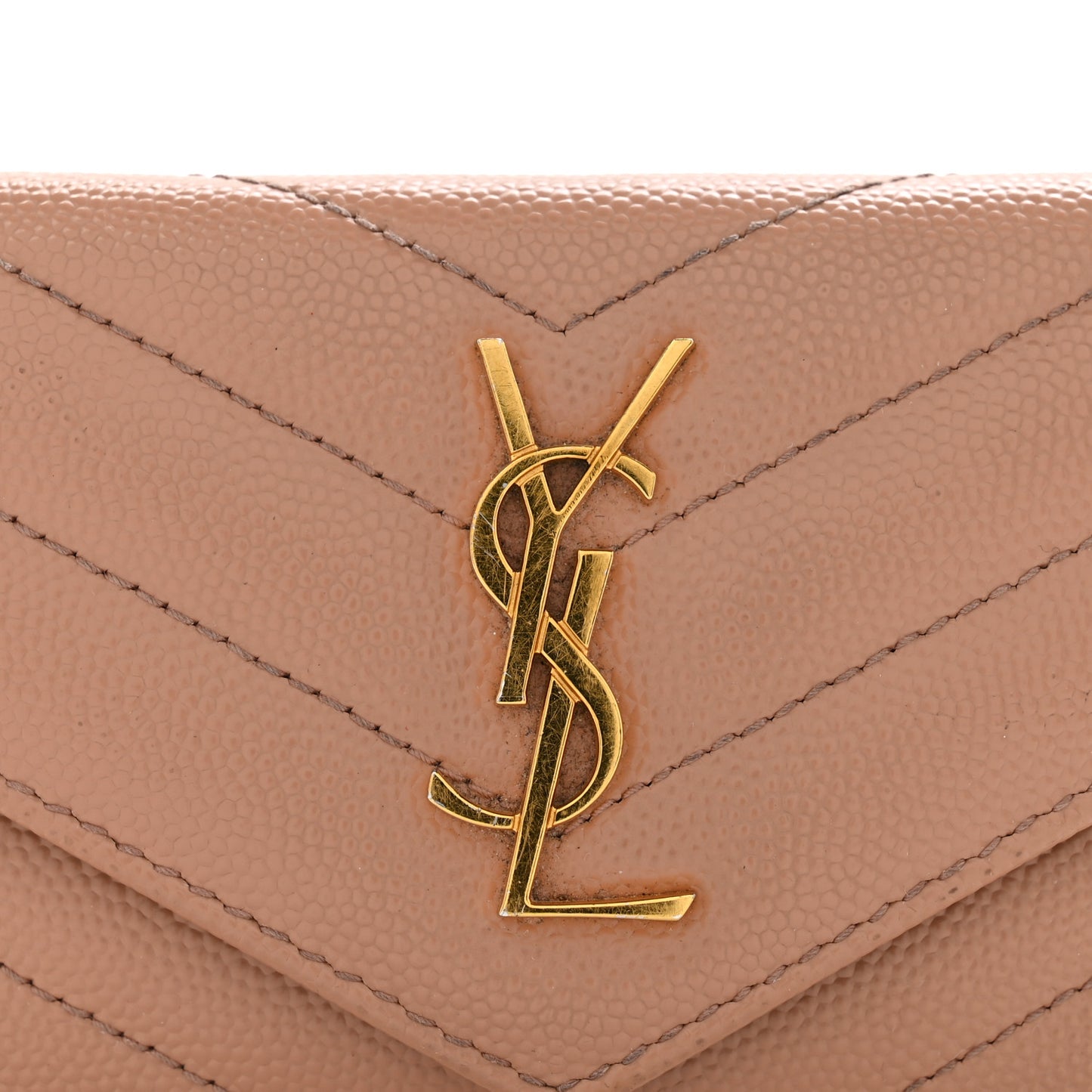 Grain De Poudre Matelasse Chevron Monogram Compact Wallet Case Dark Beige