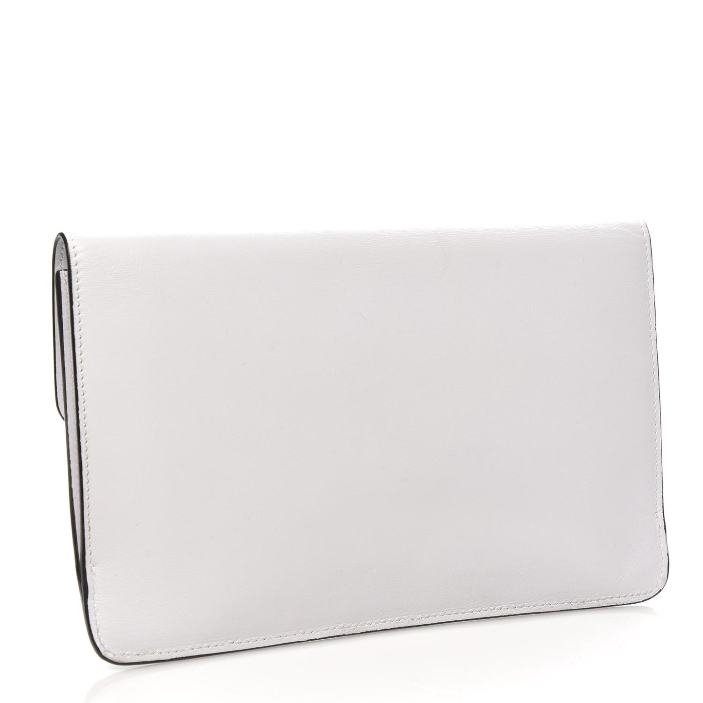 Calfskin Vlogo Envelope Clutch White