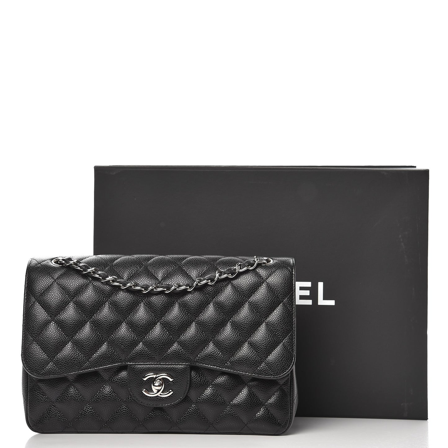Caviar Quilted Jumbo Double Flap Black