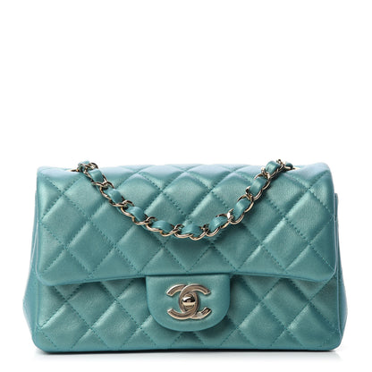 Chanel Iridescent Calfskin Quilted Mini Rectangular Flap Green 1 of 11