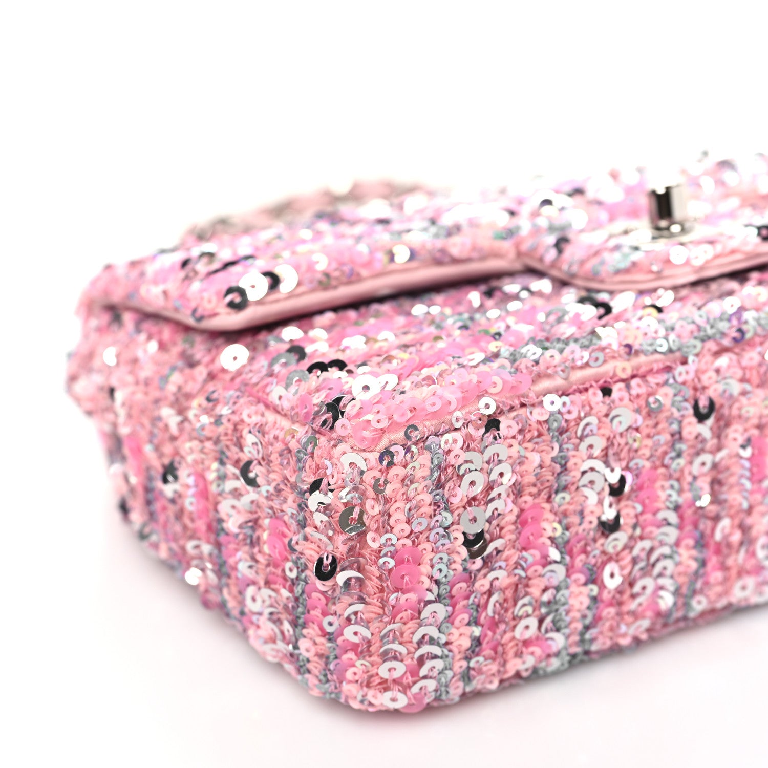 Chanel Sequin Mini Rectangular Flap Light Pink Silver 8 of 10