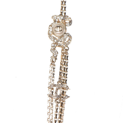 Chanel Crystal Pearl CC Long Multistrand Necklace Light Gold 5 of 7