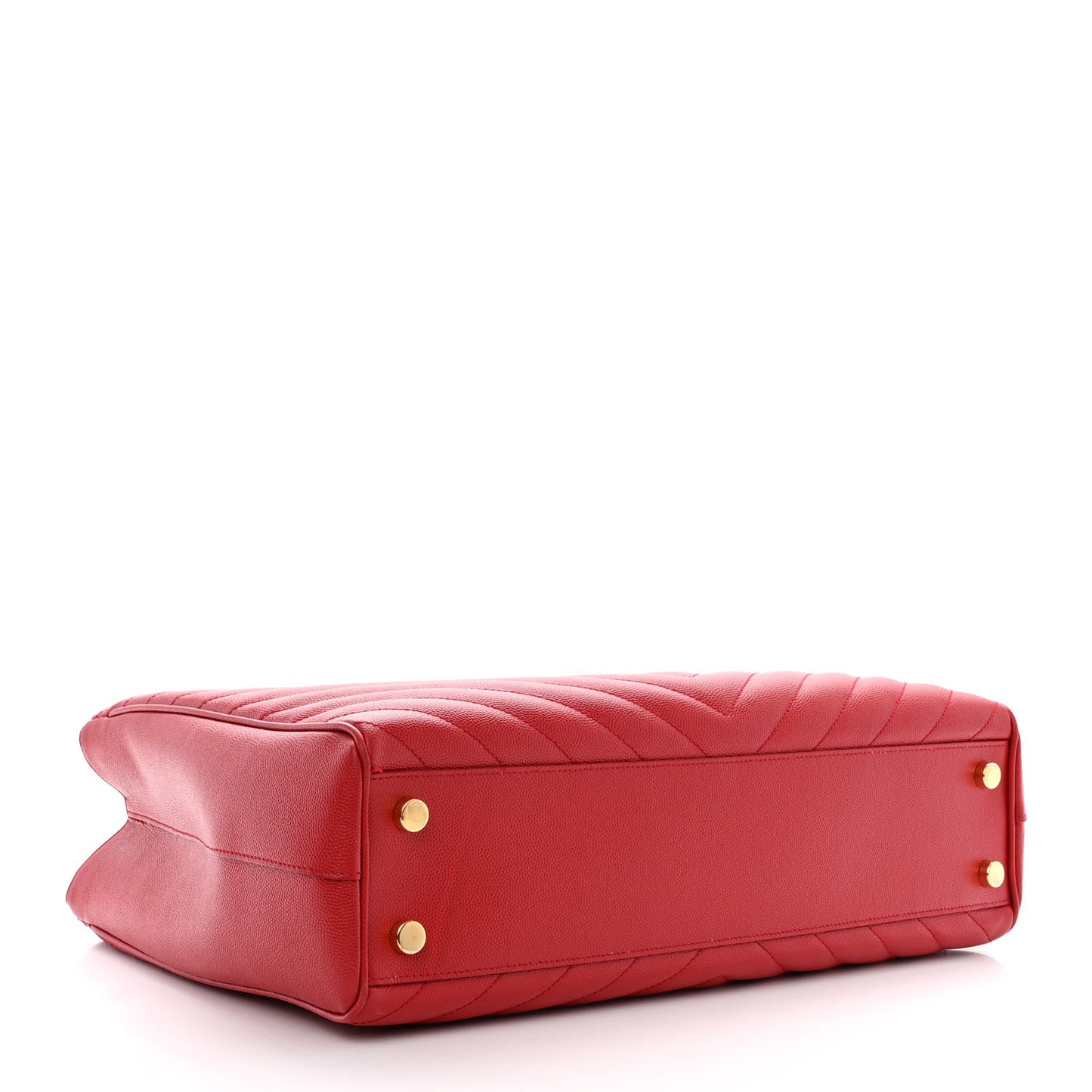 Grain De Poudre Matelasse Chevron Monogram Shopping Bag Red