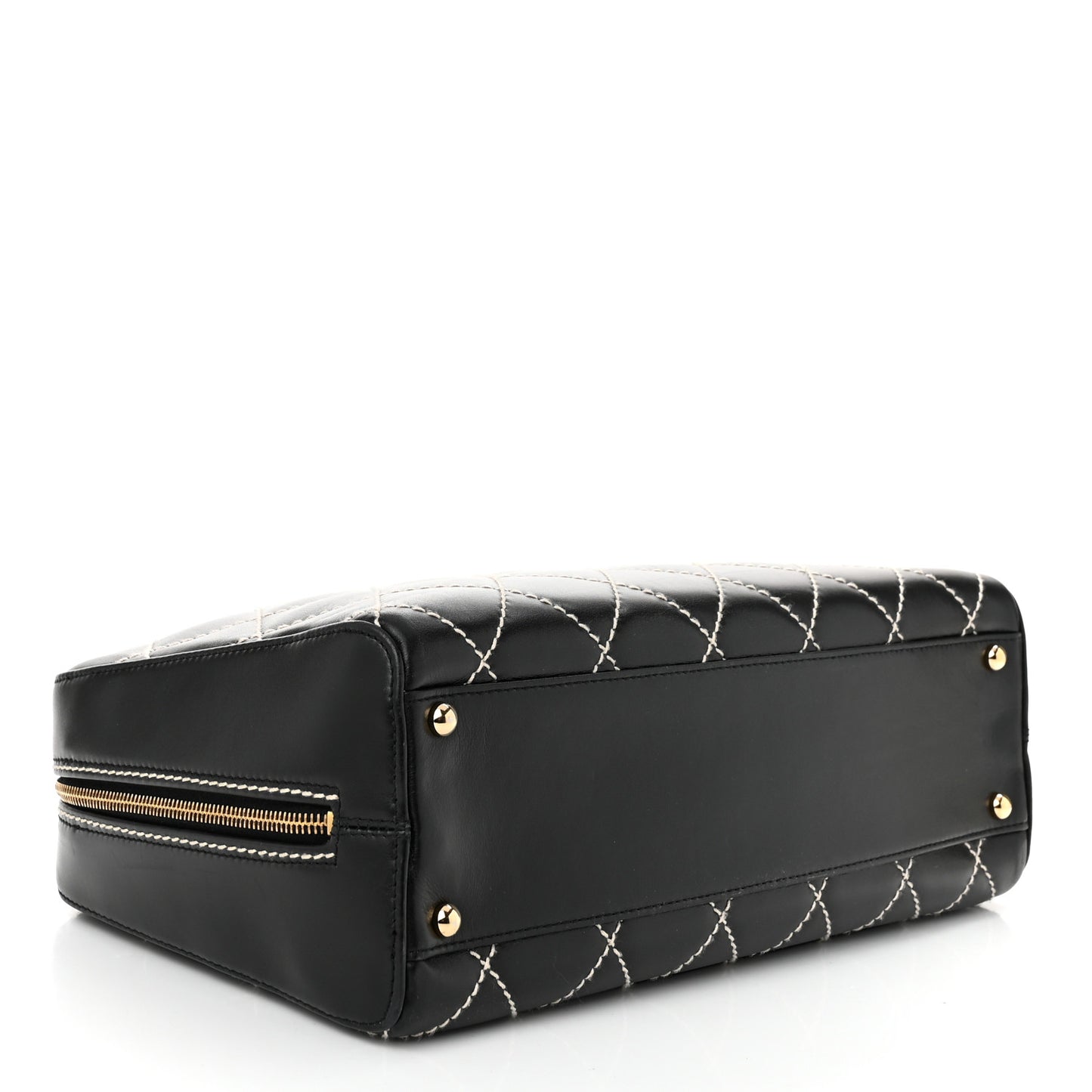 Calfskin Contrast Stitch Surpique Bowler Black