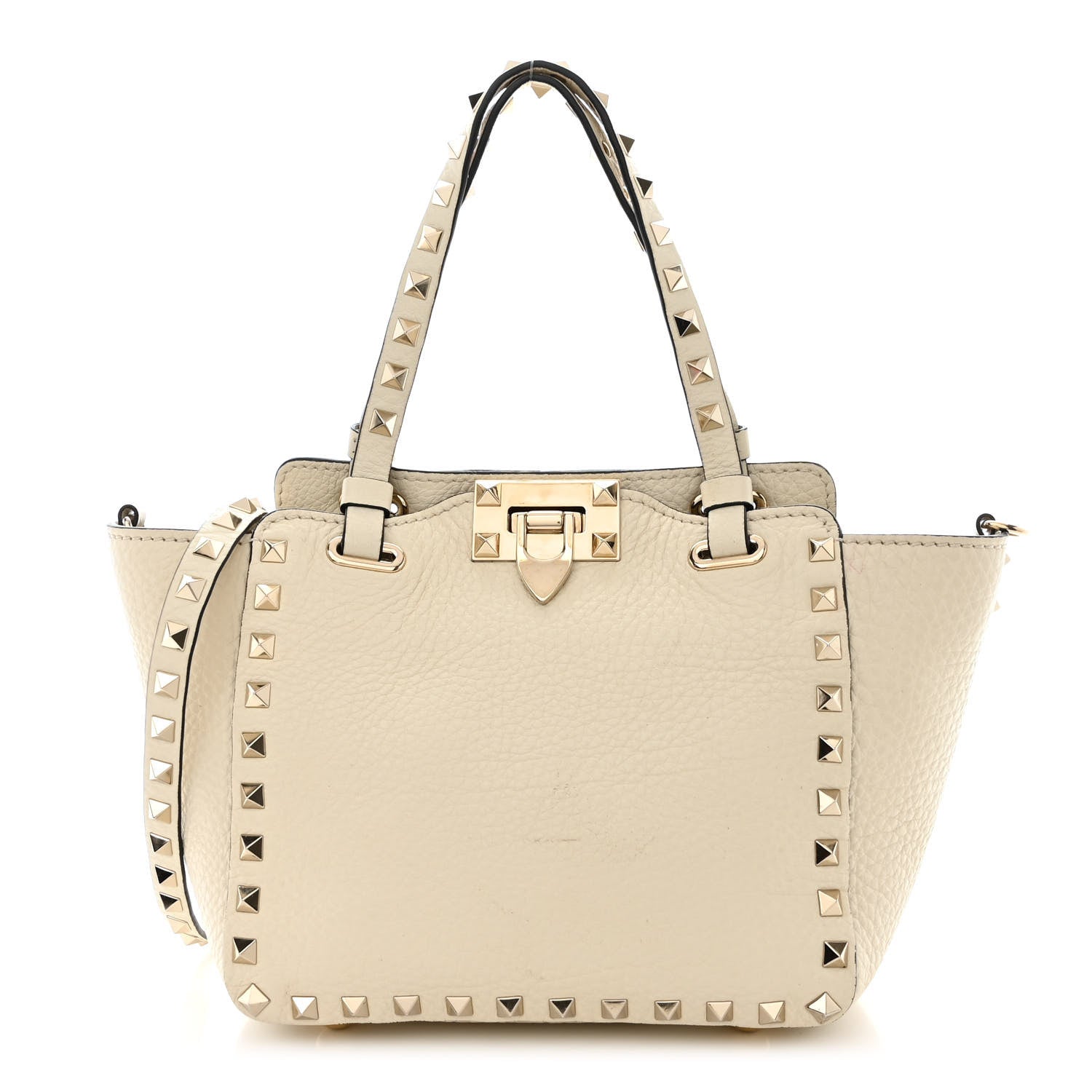 Valentino Garavani Pebbled Calfskin Mini Rockstud Tote Ivory 1 of 16
