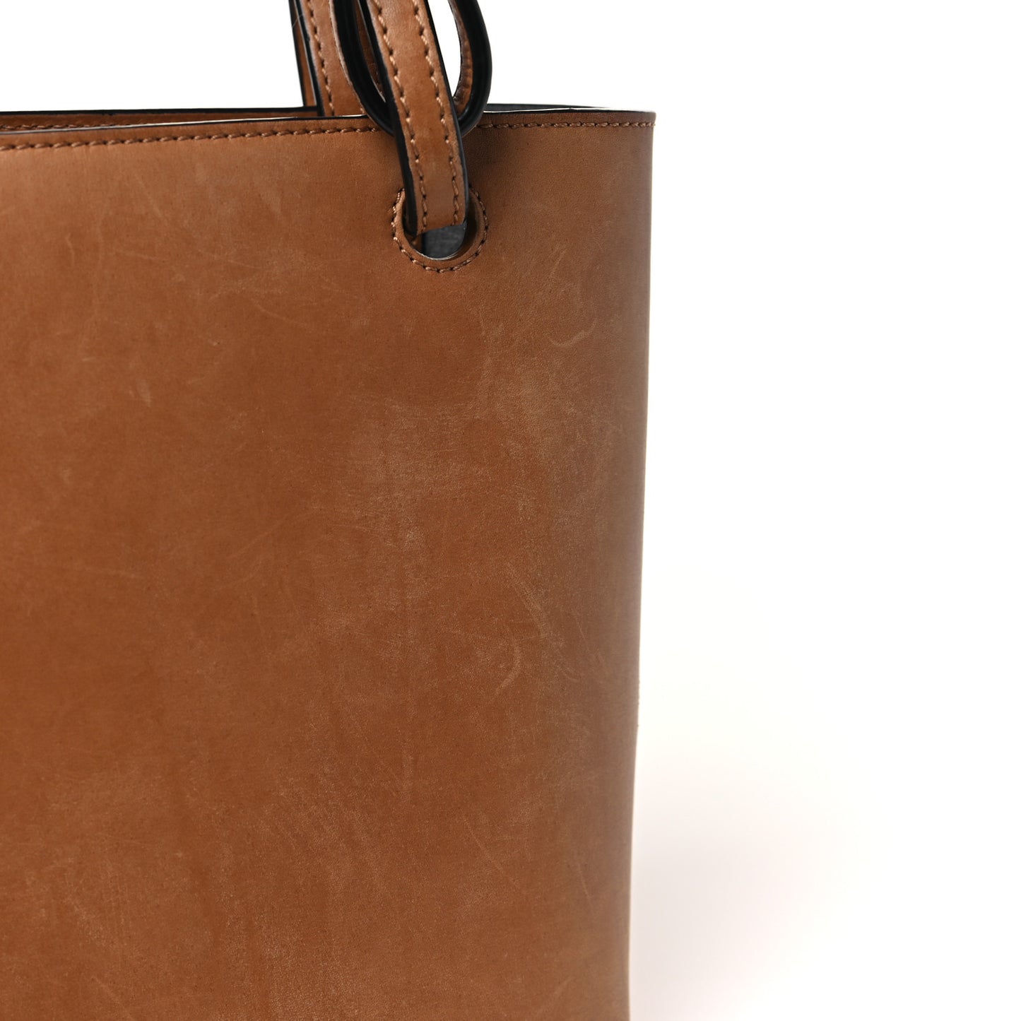 Calfskin Double Handle Square Tote Camel Capri Blue
