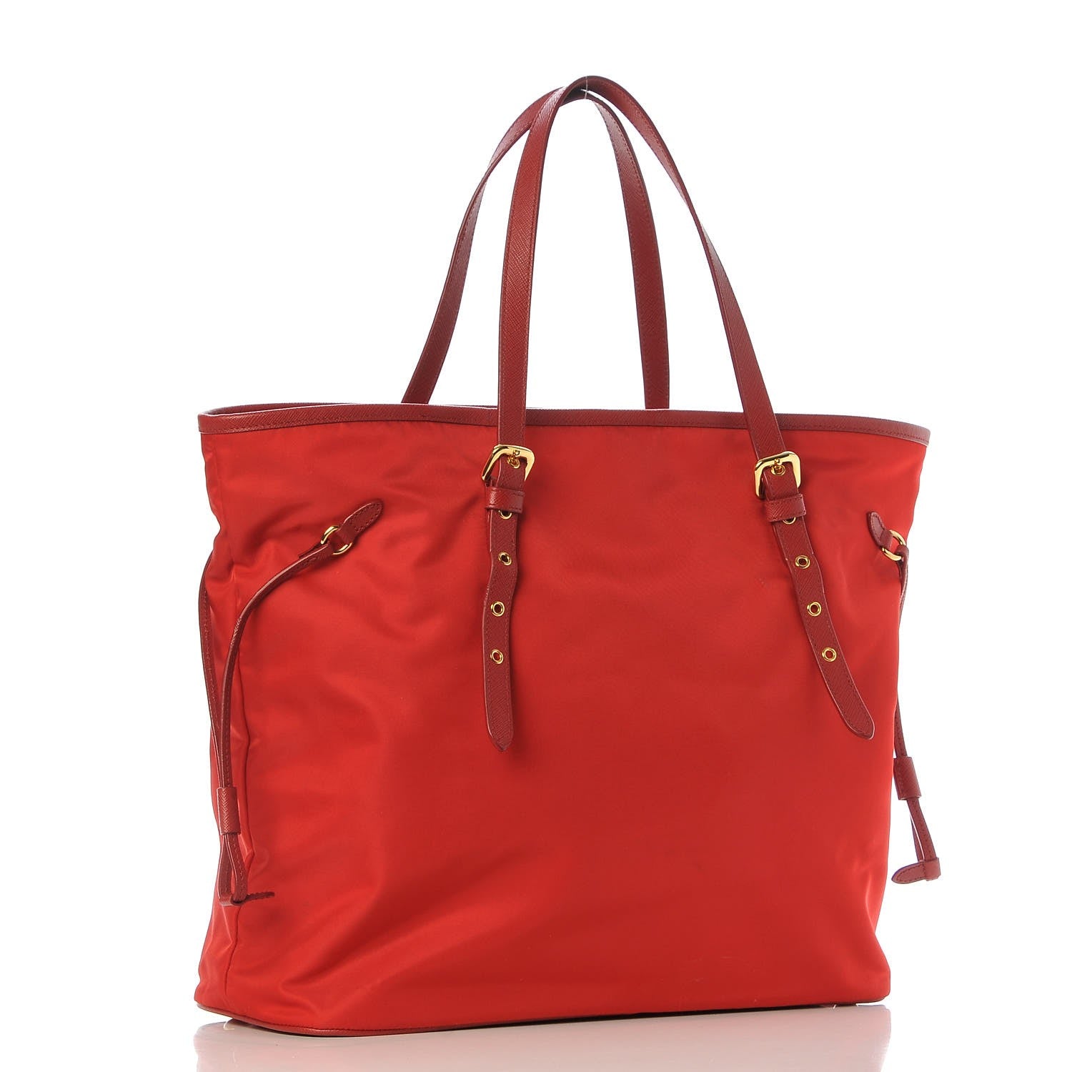Prada Tessuto Nylon Saffiano Tote Rosso 3 of 7