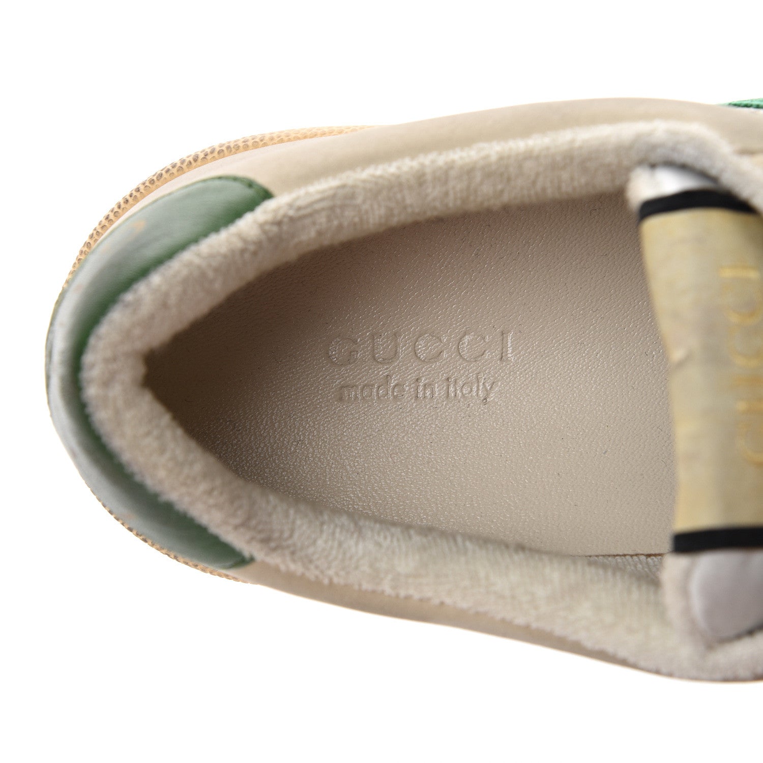 Gucci Nubuck Web Cherries Womens Screener Sneakers 37 Dusty Milk White Vintage Green 6 of 13