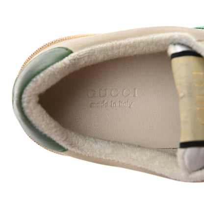 Gucci Nubuck Web Cherries Womens Screener Sneakers 37 Dusty Milk White Vintage Green 6 of 13