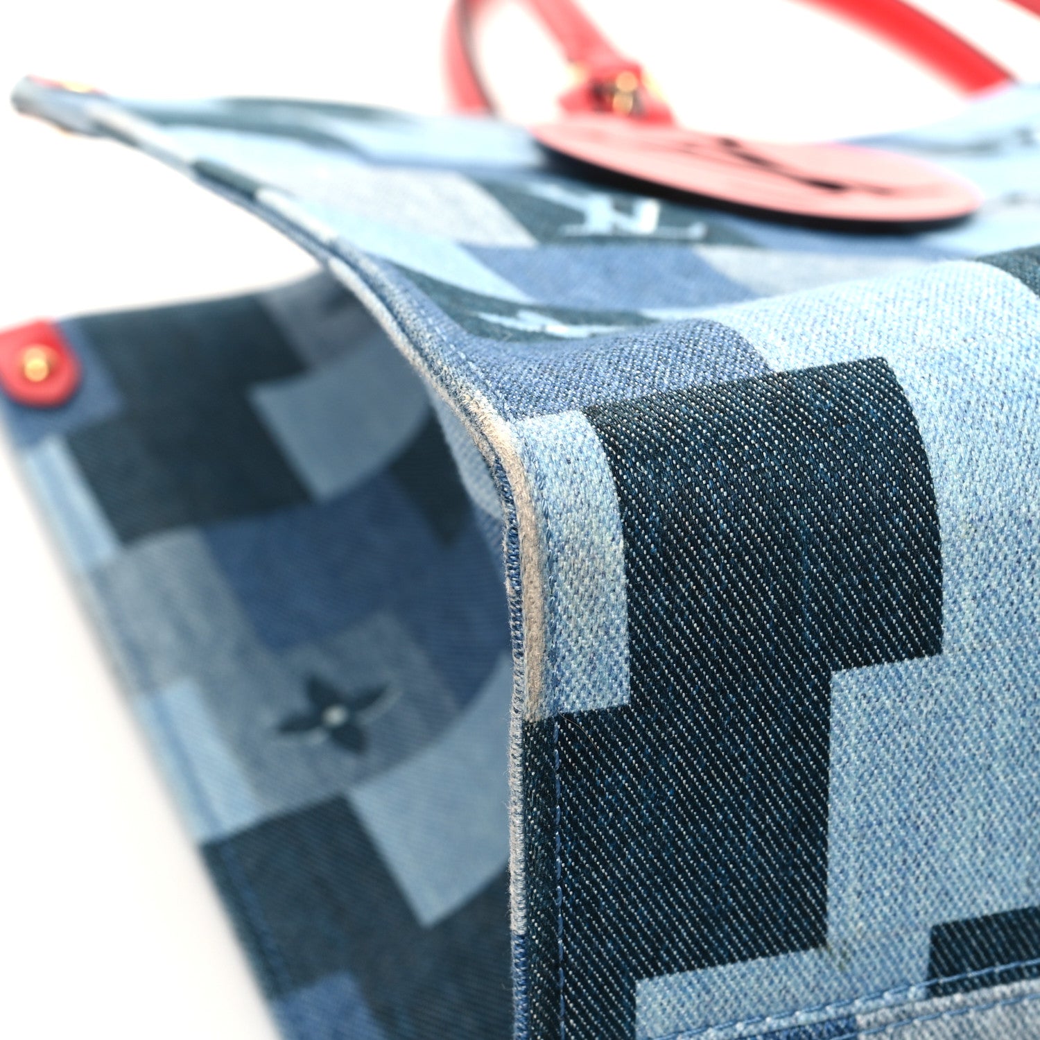 Louis Vuitton Denim Damier Monogram Onthego Blue Rouge 9 of 14