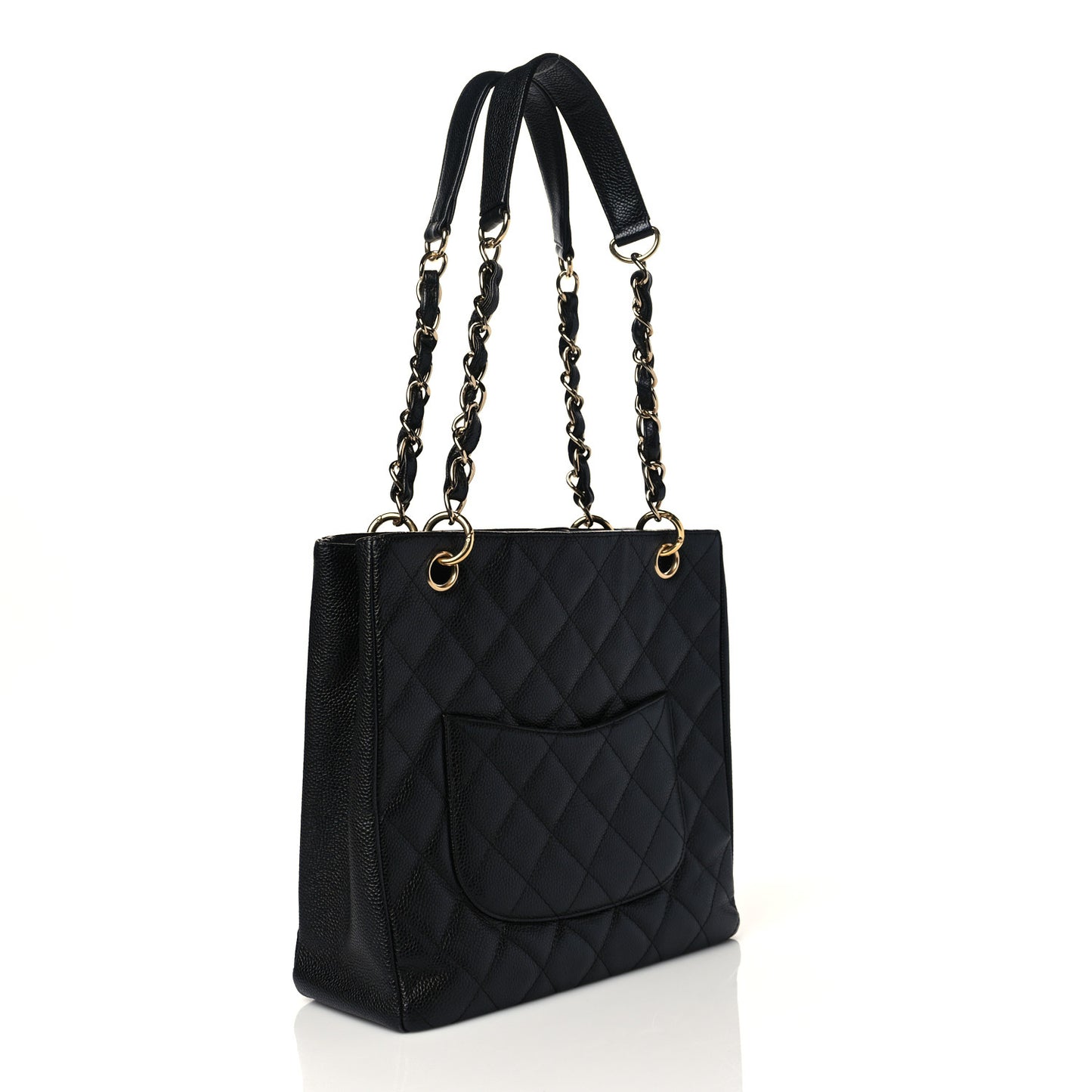 Caviar Quilted Petit Shopping Tote PST Black