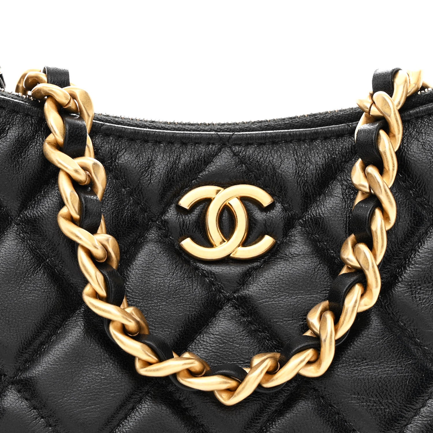 Chanel Lambskin Quilted Chain Around Top Handle Mini Bag Black 8 of 10