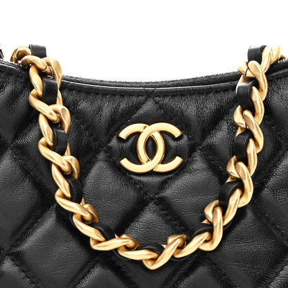 Chanel Lambskin Quilted Chain Around Top Handle Mini Bag Black 8 of 10