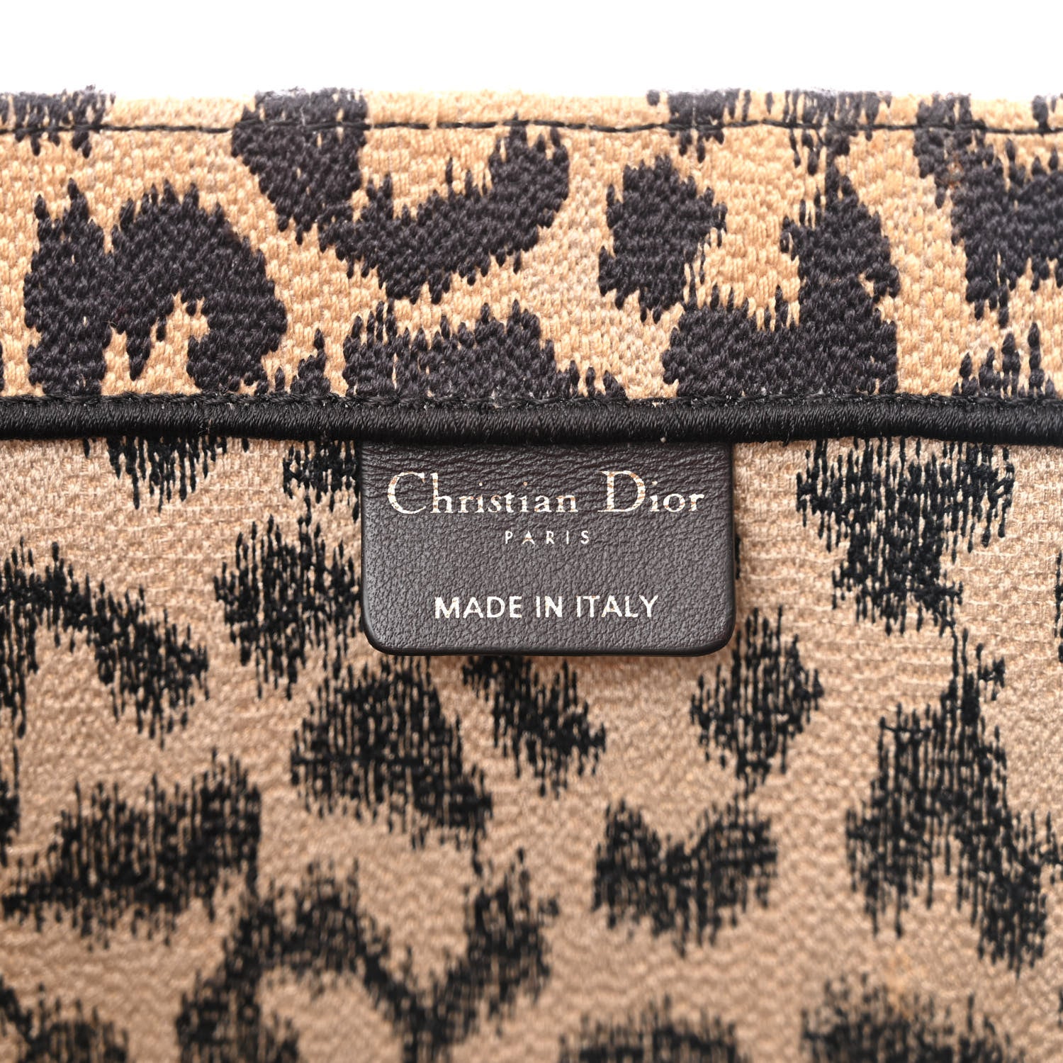 Christian Dior Canvas Mizza Embroidered Large Leopard Book Tote Beige 6 of 11
