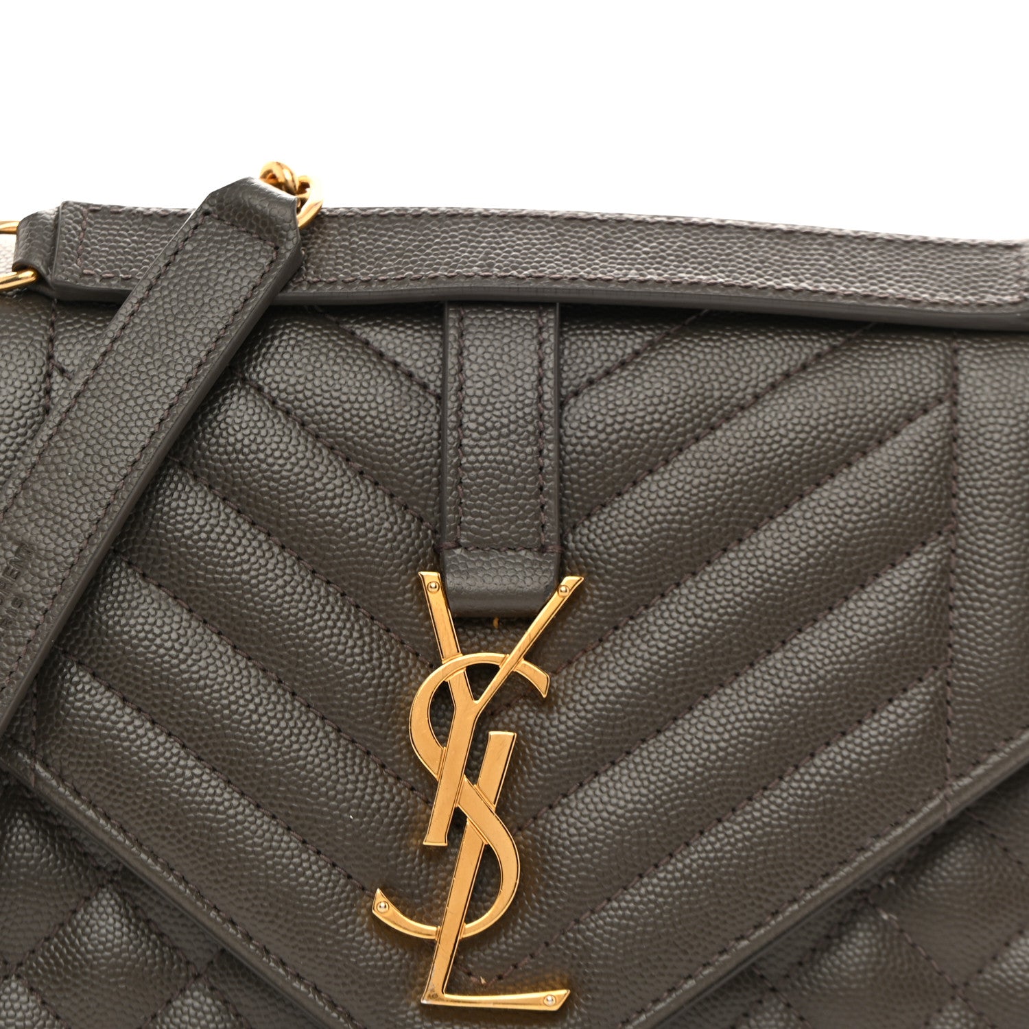 Saint Laurent Grain De Poudre Textured Mixed Matelasse Medium Triquilt Monogram Satchel Fog 7 of 11
