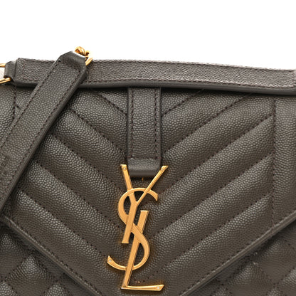 Saint Laurent Grain De Poudre Textured Mixed Matelasse Medium Triquilt Monogram Satchel Fog 7 of 11