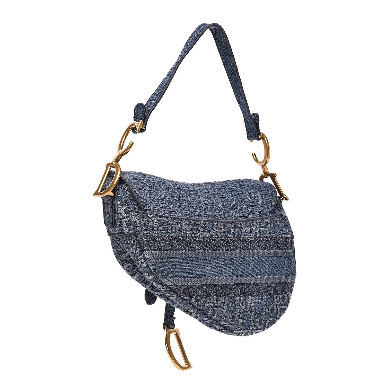 Christian Dior Oblique Denim Saddle Bag Blue 3 of 10