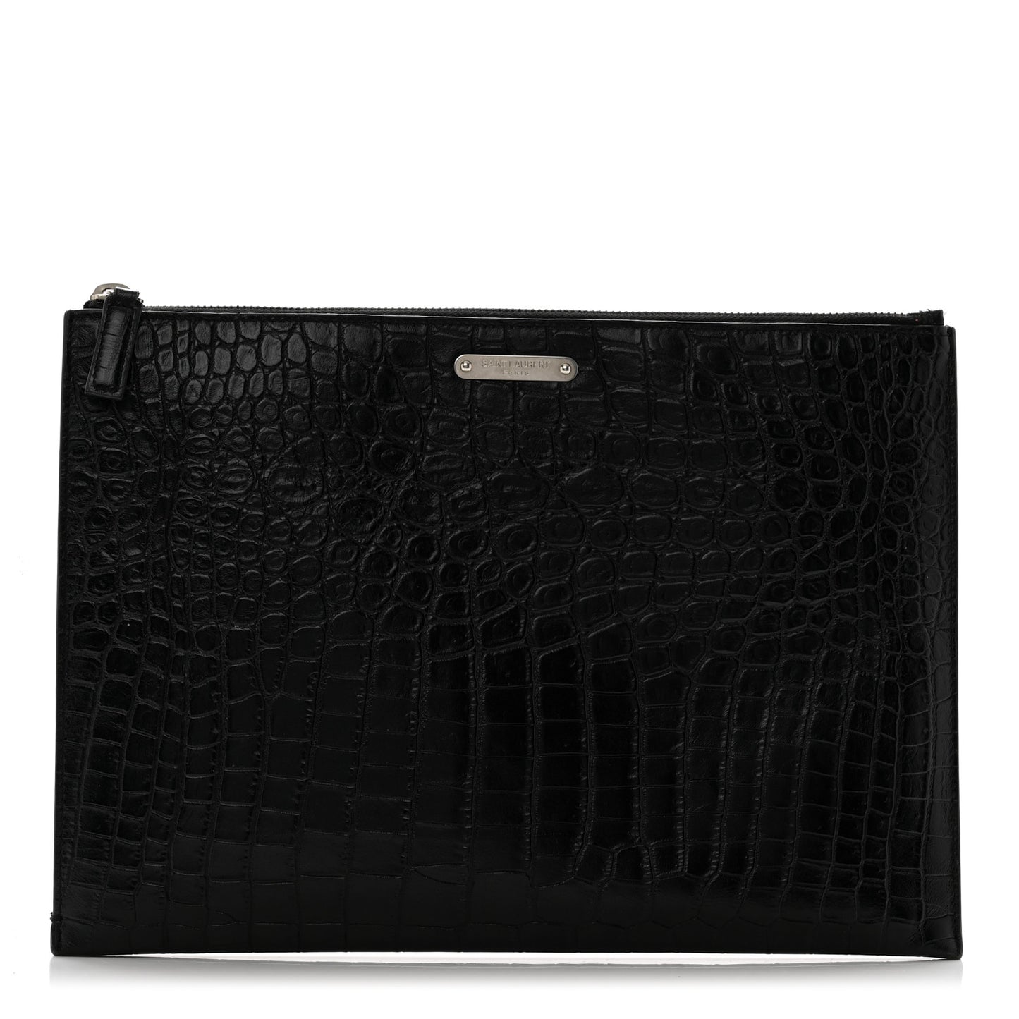 Calfskin Crocodile Embossed Document Holder Black