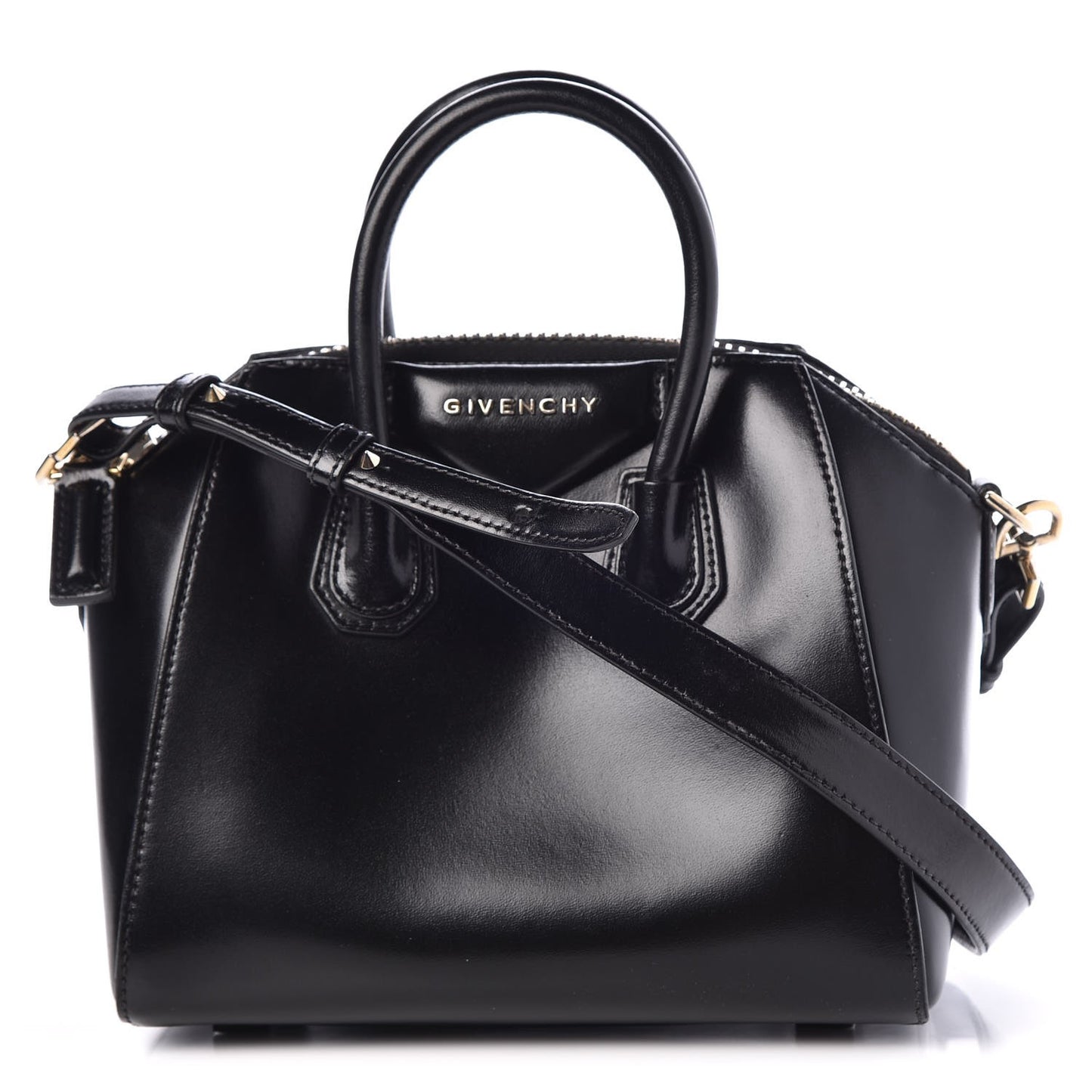 Shiny Lord Calfskin Mini Antigona Black