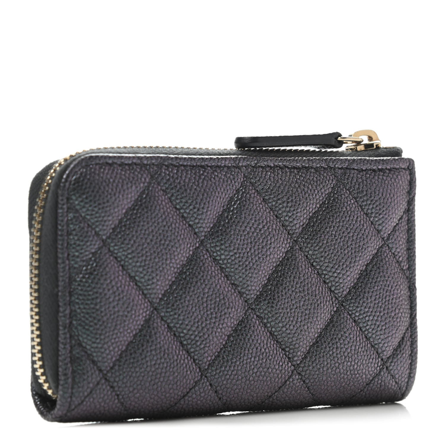 Chanel Iridescent Caviar Quilted Zipped Key Holder Case Black 2 of 4