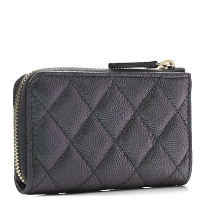 Chanel Iridescent Caviar Quilted Zipped Key Holder Case Black 2 of 4