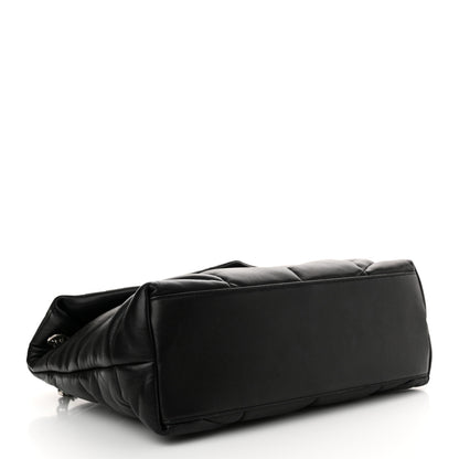 Saint Laurent Lambskin Quilted Medium Loulou Puffer Monogram Chain Satchel Black 4 of 10