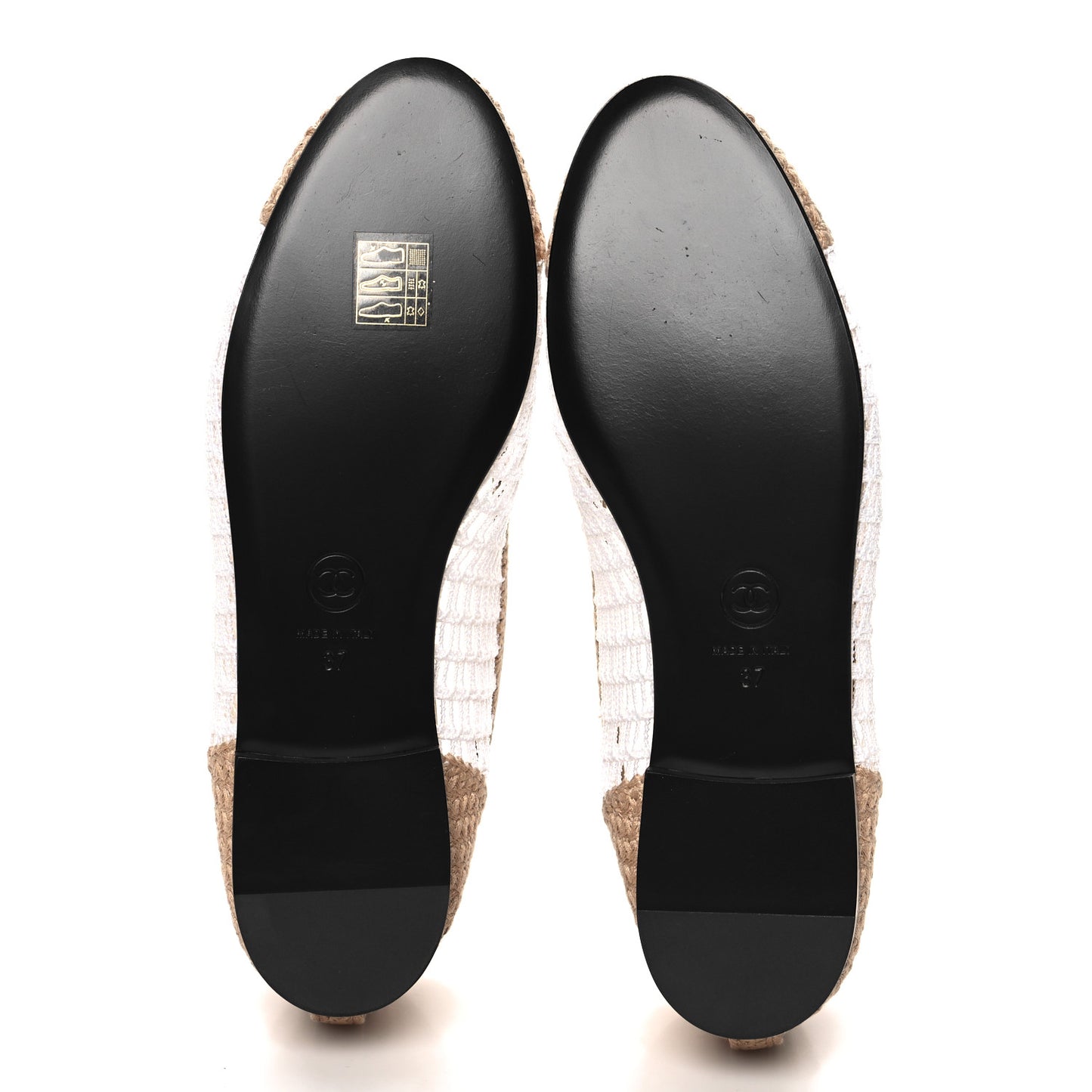 Raffia Cap Toe Ballerina Flats 37 White Beige
