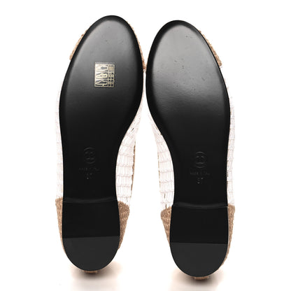 Chanel Raffia Cap Toe Ballerina Flats 37 White Beige 6 of 9