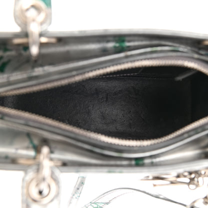 Christian Dior Metallic Patent Floral Printed Medium Lady Dior 5 of 15