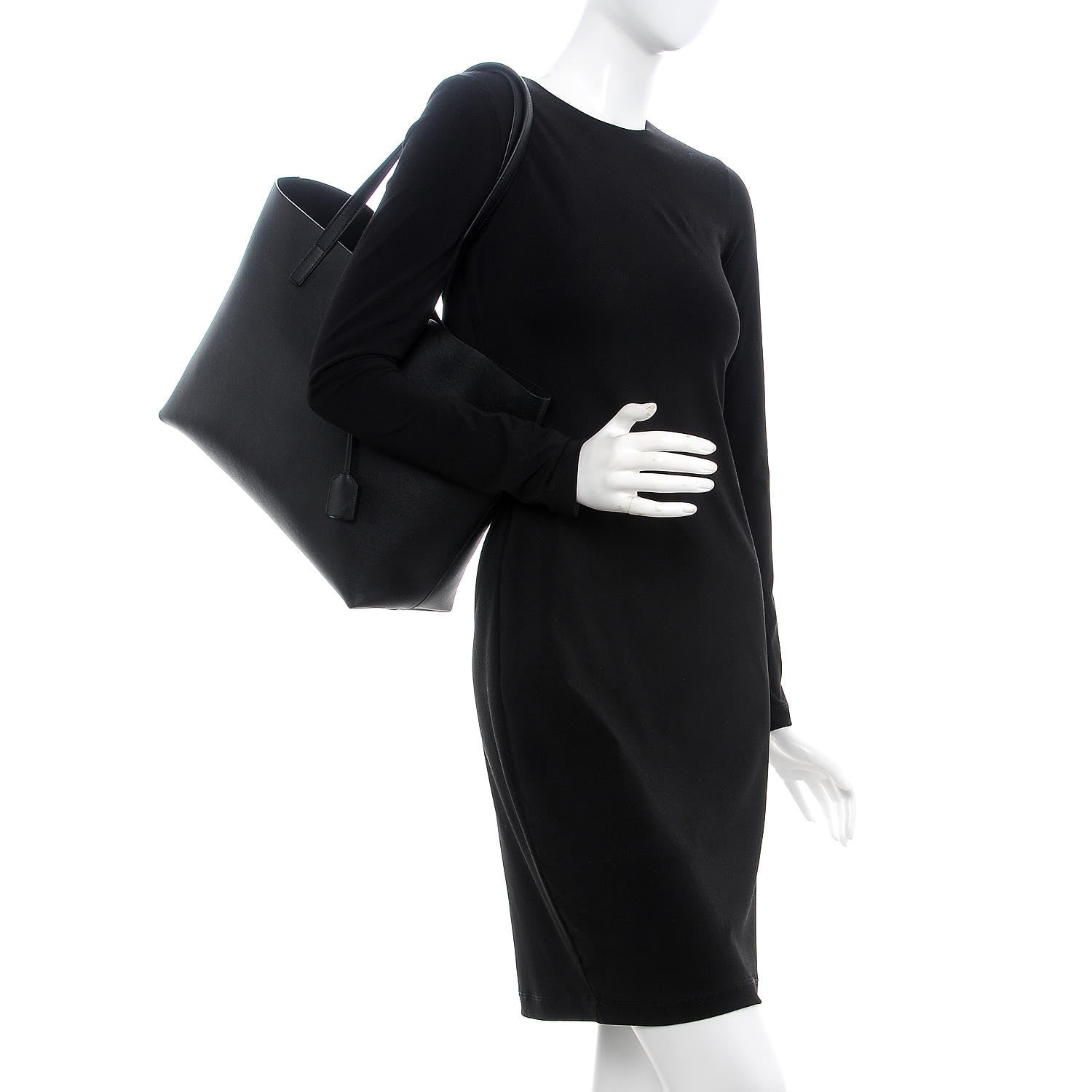 Saint Laurent Calfskin Large Shopping Tote Black 2 of 8