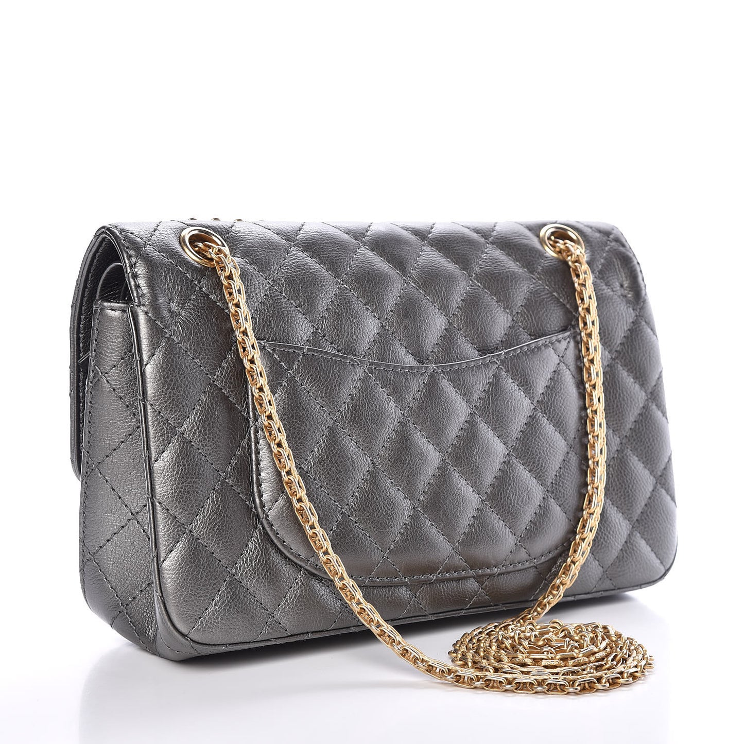 Metallic Calfskin Quilted 2.55 Reissue 225 Flap Charcoal