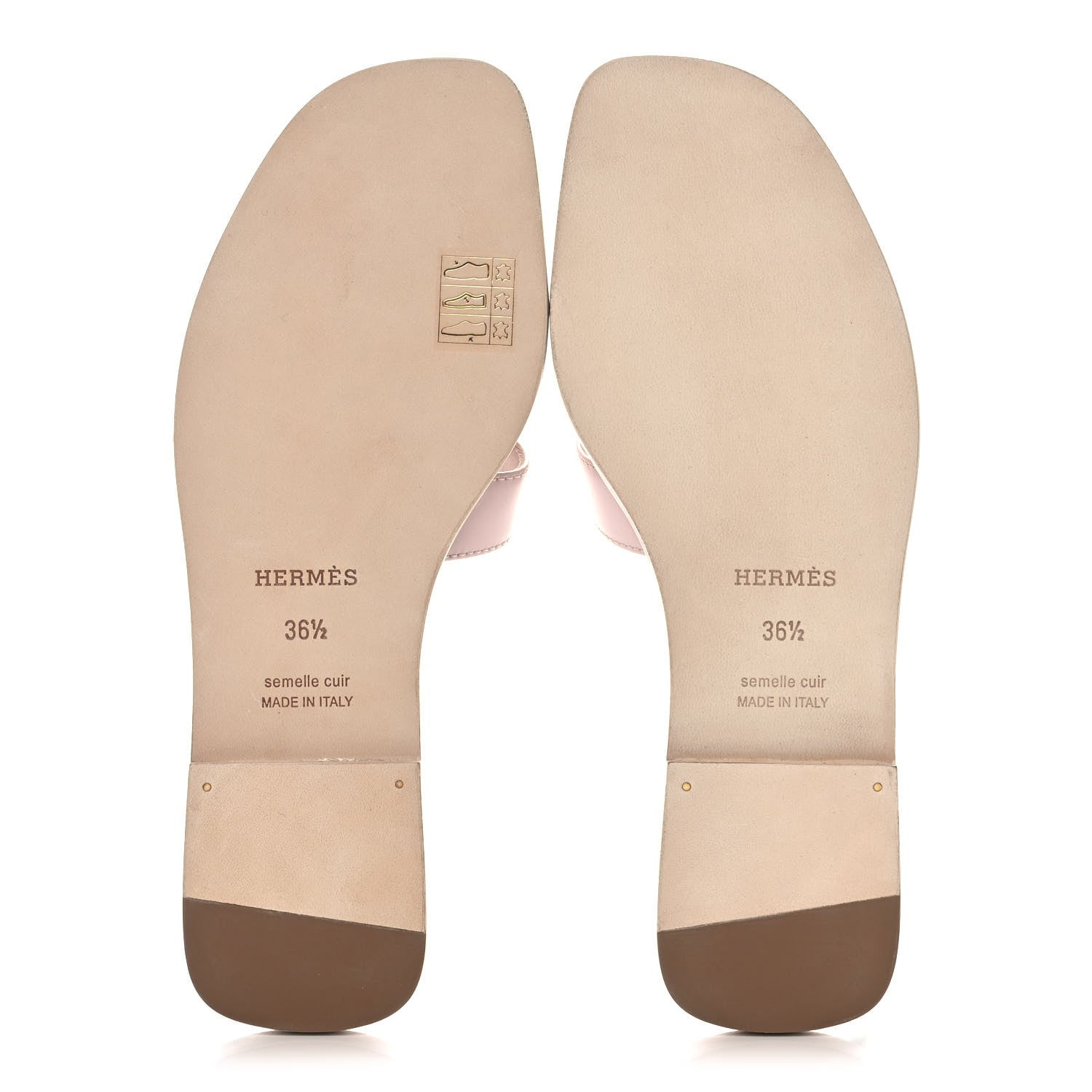 Hermes Box Calfskin Oran Sandals 36.5 Rose Pale 5 of 9