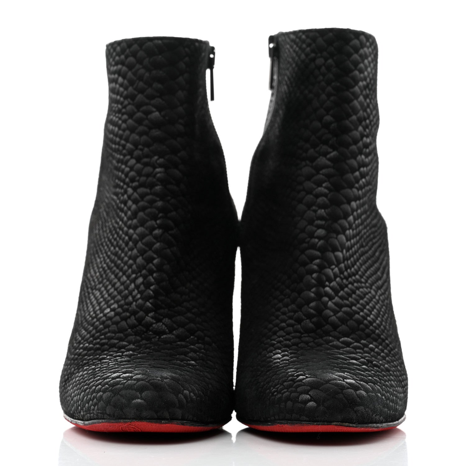 Christian Louboutin Calfskin Lizard Embossed Turela 85 Ankle Boots 39.5 Black 2 of 7