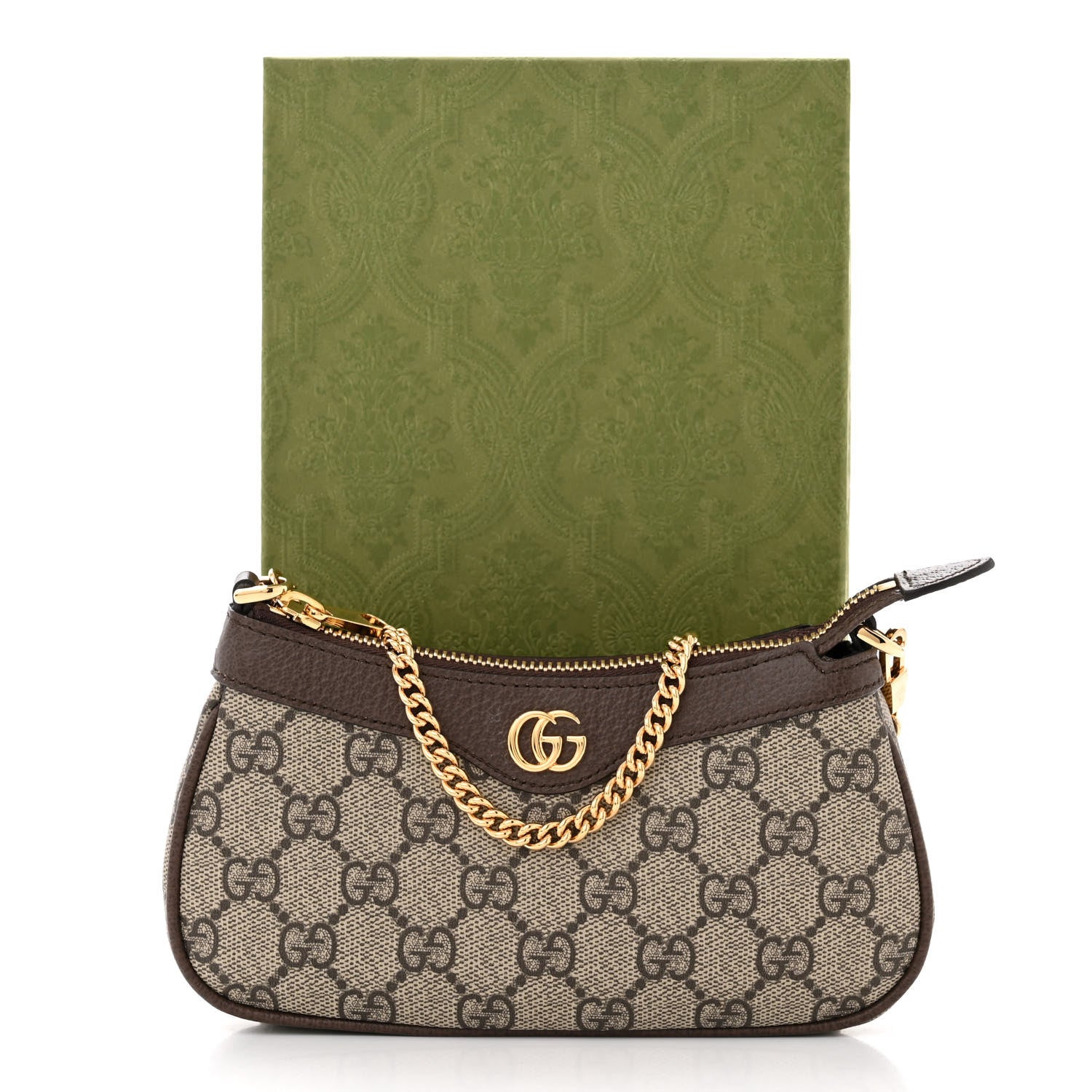 Gucci GG Supreme Monogram Textured Dollar Calfskin Mini Ophidia Chain Bag Beige Ebony 11 of 11