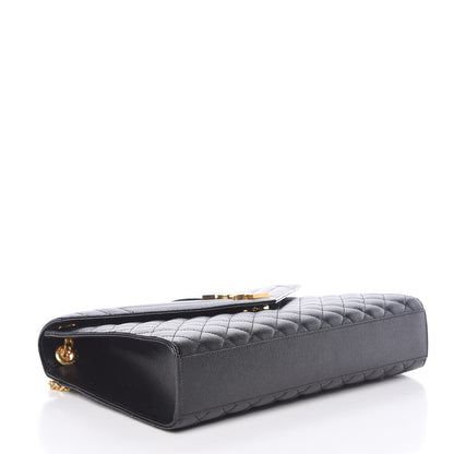 Saint Laurent Grain De Poudre Textured Mixed Matelasse Large Triquilt Monogram Satchel Black 4 of 11