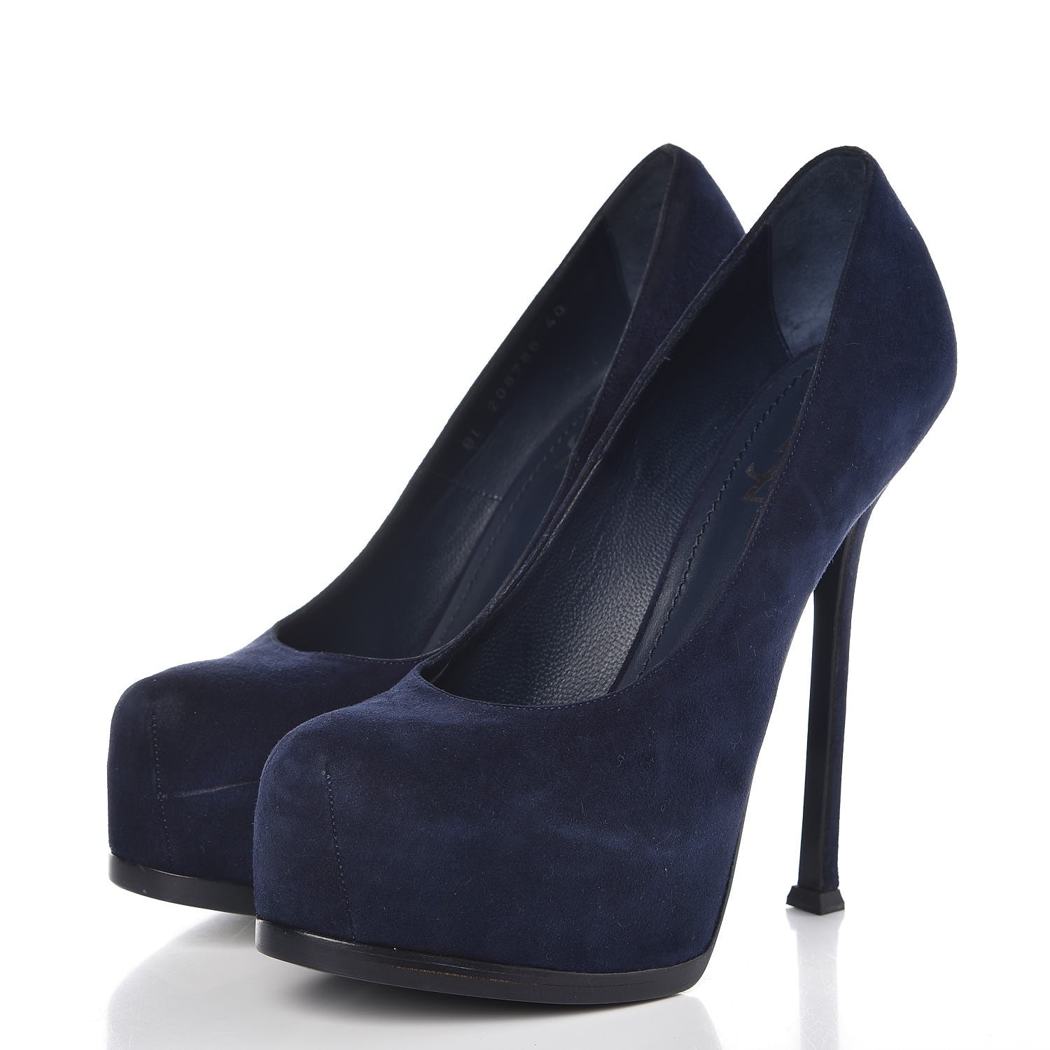 Saint Laurent Kid Scamosciato Tribtoo 105 Pumps 40 Blue Intense 3 of 10