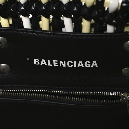 Balenciaga Varnished Faux Calfskin XS Bistro Basket Pale Yellow Black White 6 of 10