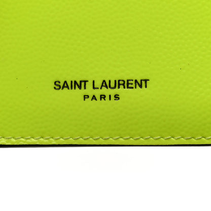 Saint Laurent Patent Calfskin 5 Fragments Zip Card Case Neon Yellow 5 of 8