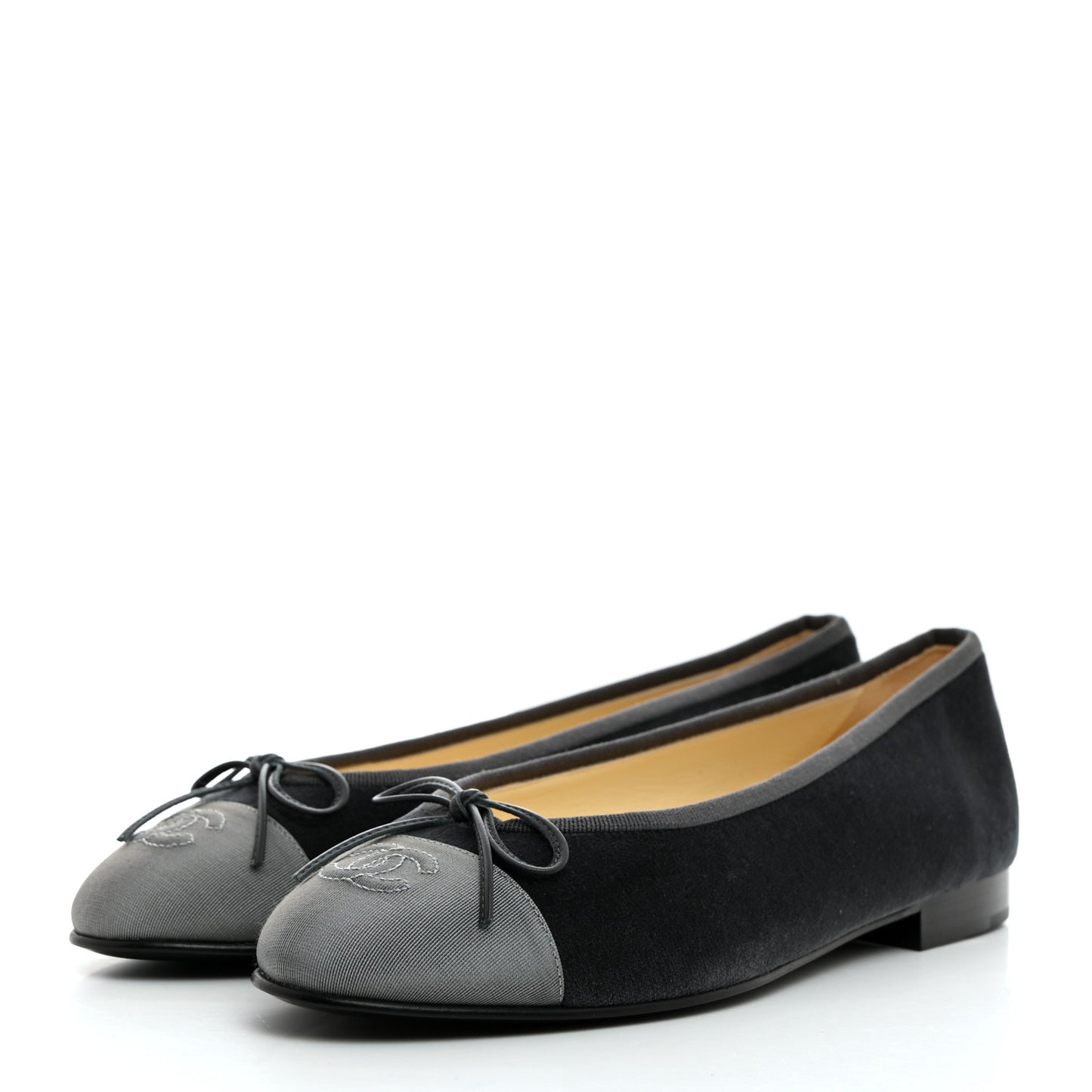 Velvet Cap Toe Ballerina Flats 39 Grey