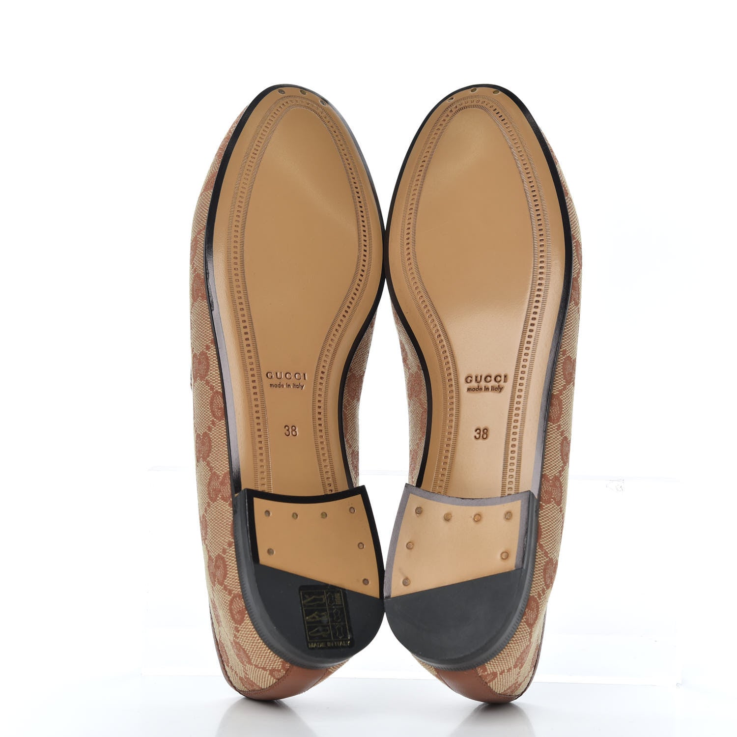Gucci Canvas GG Monogram Horsebit Womens Jordaan Loafers 38 Beige Ruggine Rust 5 of 9