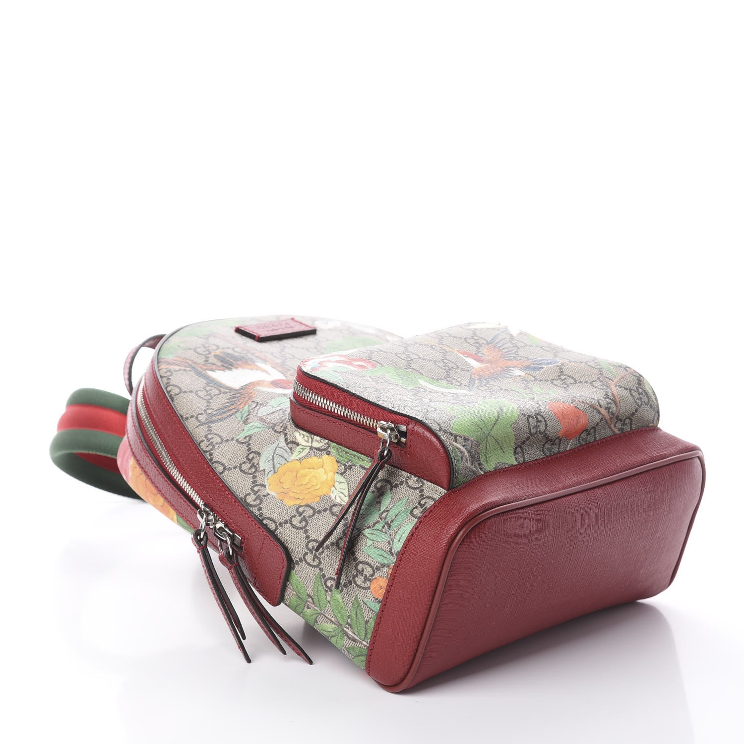 Gucci GG Supreme Monogram Tian Web Small Day Backpack Beige Multicolor Red 3 of 8