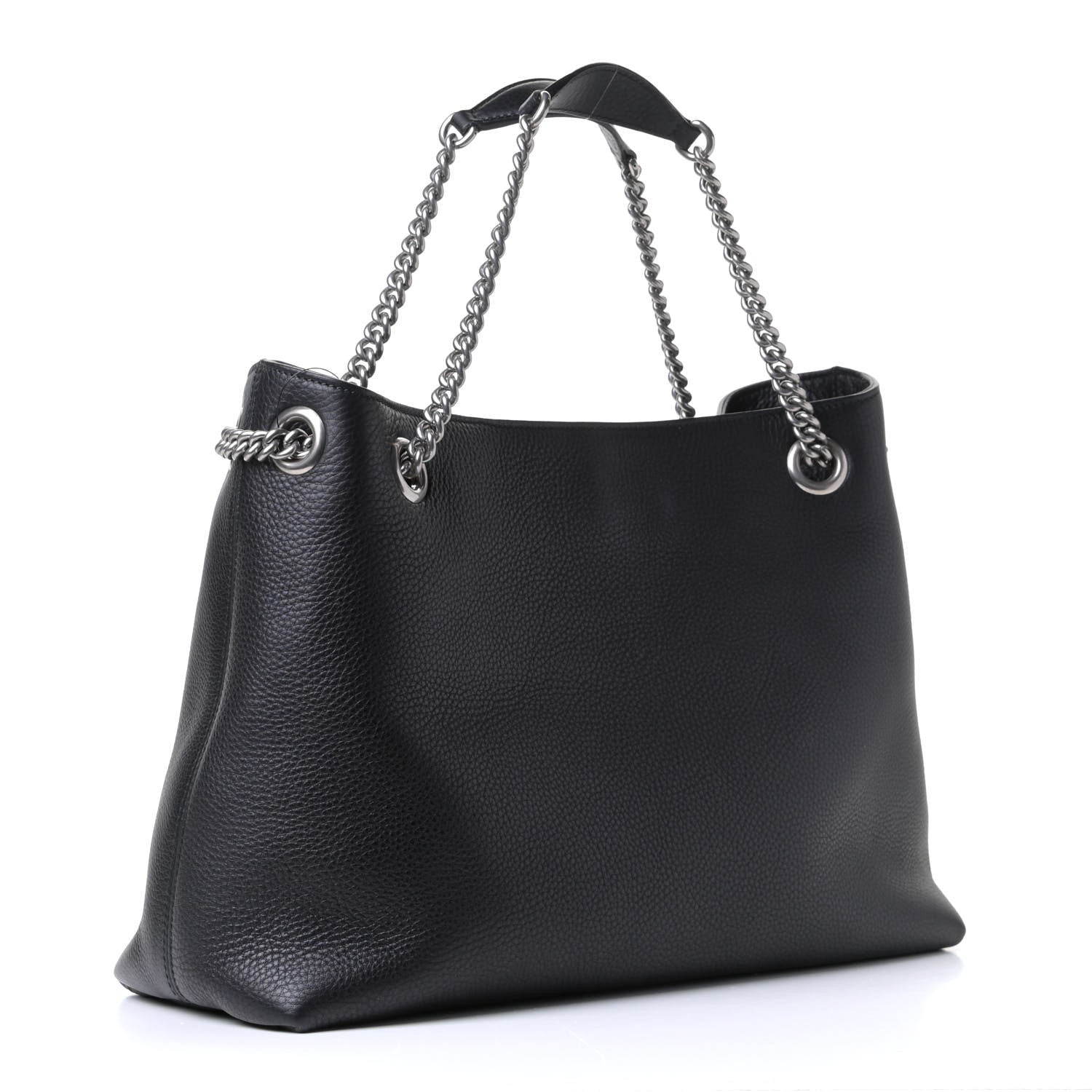 Gucci Pebbled Calfskin Studded Medium Soho Chain Shoulder Bag Black 3 of 5