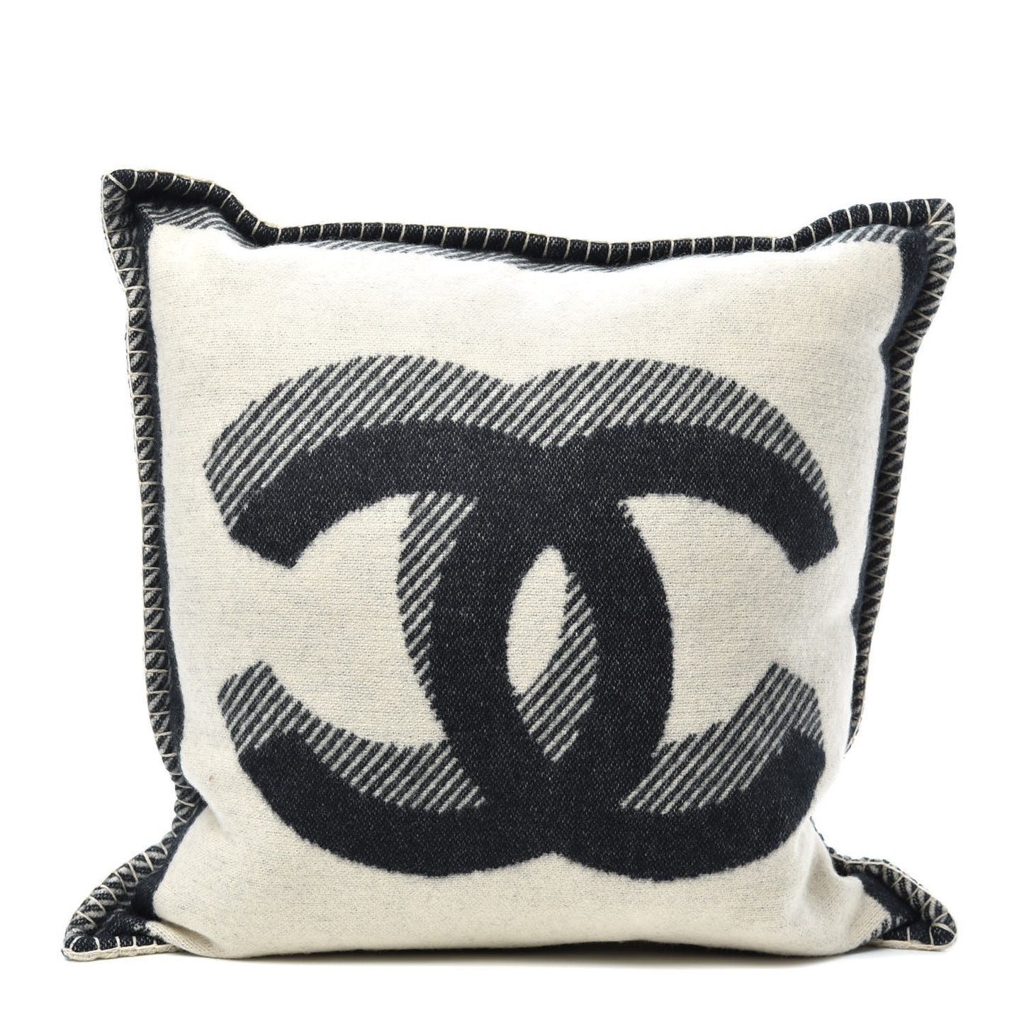 Merino Wool Cashmere CC Pillow Beige Black