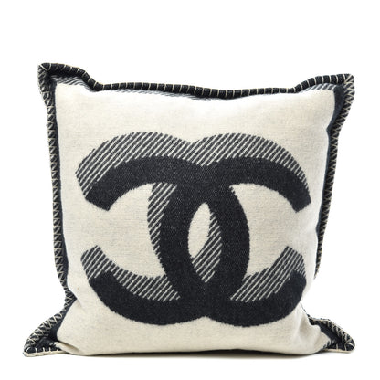 Chanel Merino Wool Cashmere CC Pillow Beige Black 1 of 3