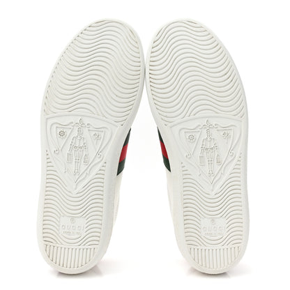 Gucci Calfskin Gucci 100 Womens Ace Sneakers 35 White Hibiscus Red 6 of 11
