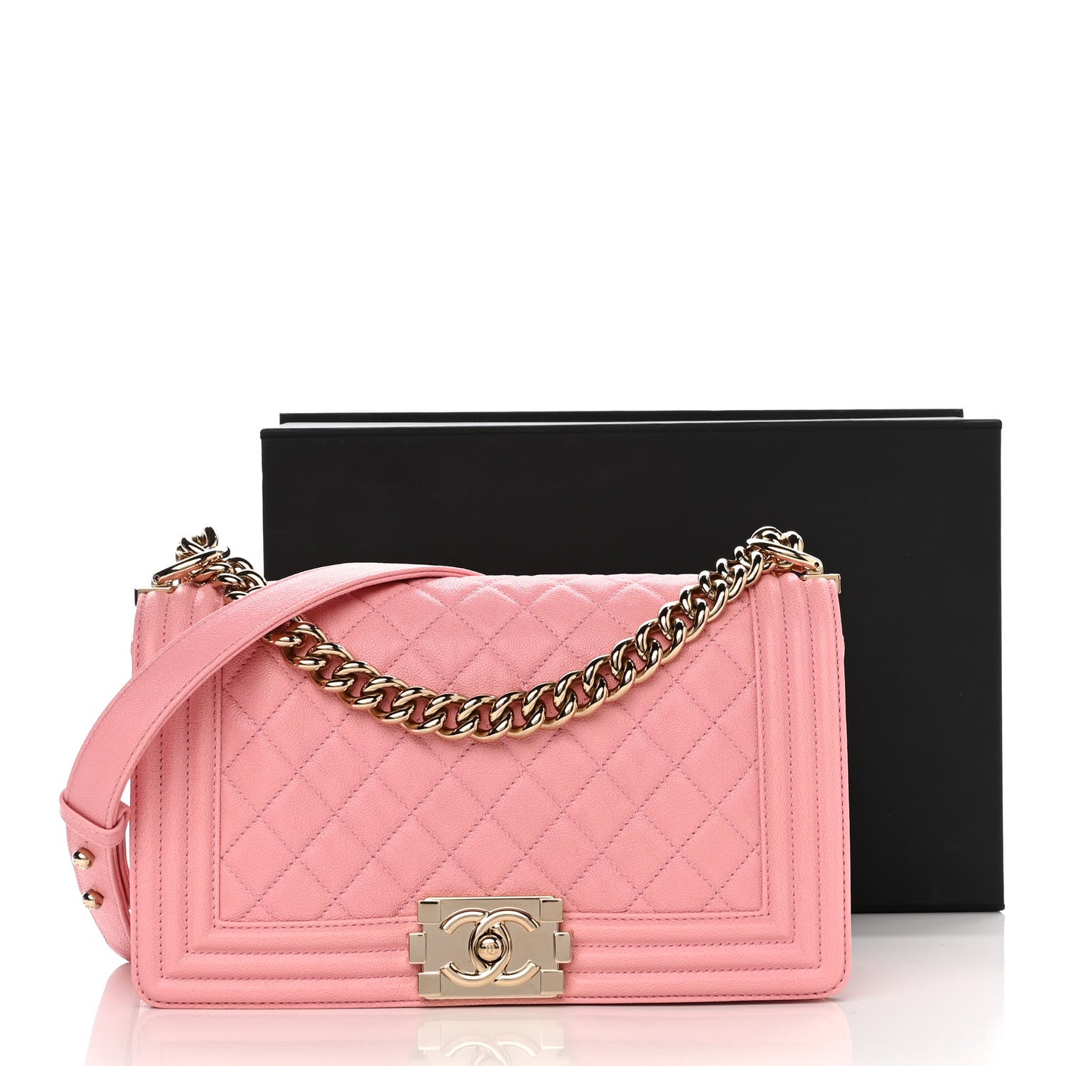 Chanel Caviar Quilted Medium Boy Flap Light Pink 11 of 11