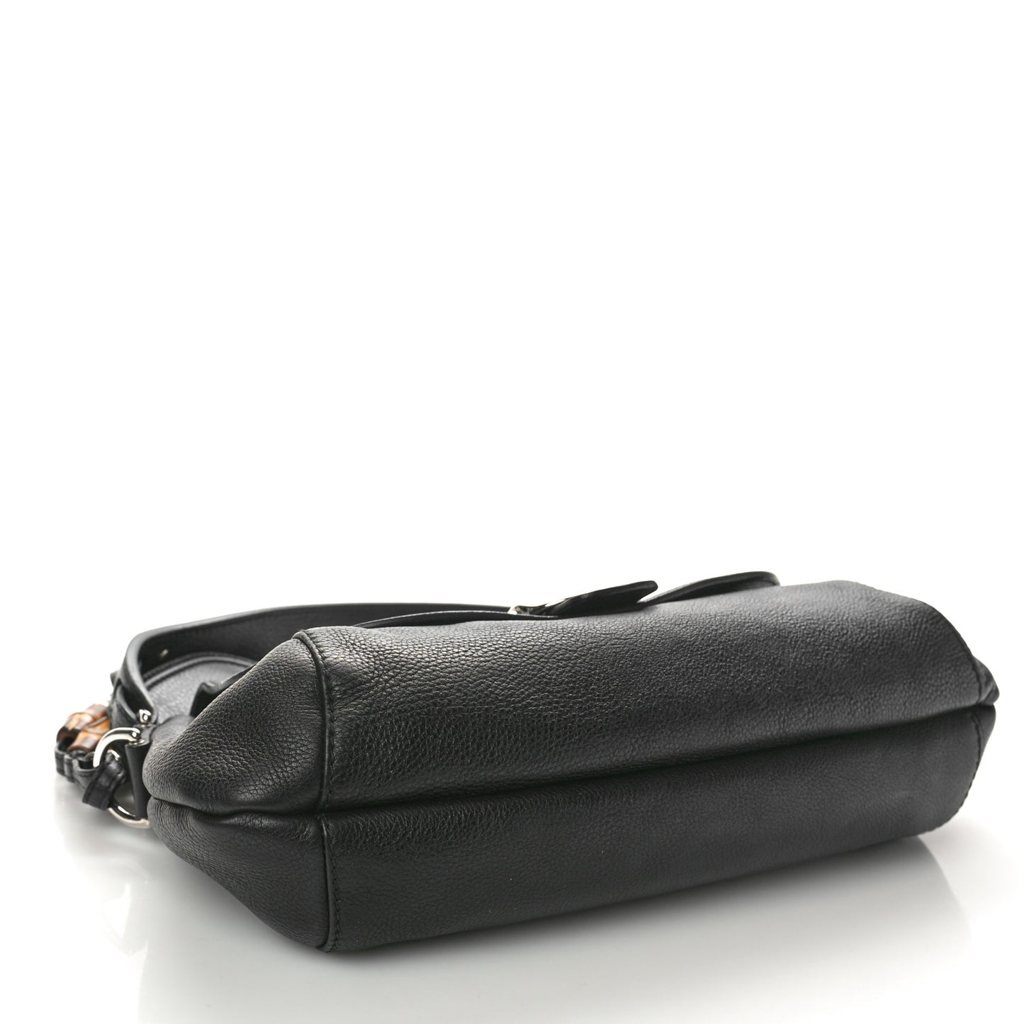 Pebbled Calfskin Medium Techno Horsebit Shoulder Flap Bag Black
