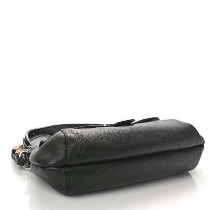 Gucci Pebbled Calfskin Medium Techno Horsebit Shoulder Flap Bag Black 4 of 14